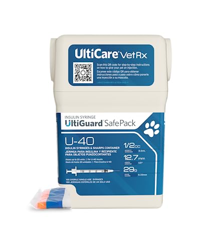 UltiCare VetRx U-40 UltiGuard Safe Pack Pet Insulin Syringes 1/2cc, 29G x 1/2", 100 ct