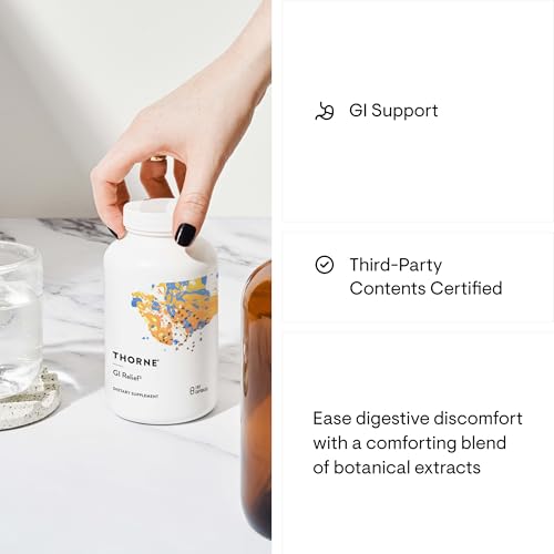 THORNE - GI Relief - Digestion Supplement - Supports Gut Health & Bloating Relief* - Formulated with Marshmallow Root, Aloe Vera Gel, DGL & Slippery Elm Bark - 180 Capsules - 90 Servings