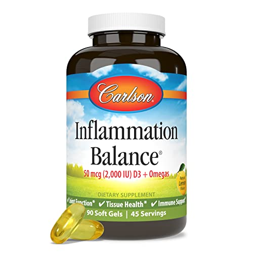 Carlson - Balanced Omega-3 & Omega-6 Ratio, with D3, Norwegian, Wild-Caught Fish Oil Supplement with Fatty Acids, Sustainably Sourced Fish Oil Capsules, 90 Softgels