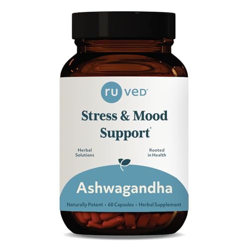 RU Ved Ashwagandha Ayurvedic Supplement Stress and Mood Support (60 Capsules)