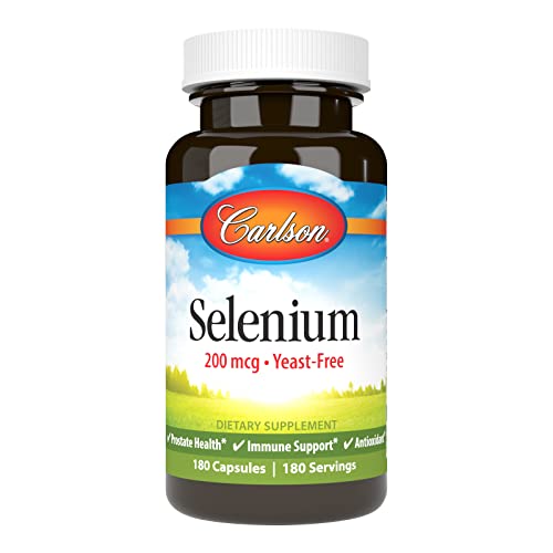 Carlson - Selenium, 200 mcg Yeast-Free, Prostate Health & Immune Support, Antioxidant, 180 capsules