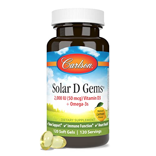 Carlson Labs Solar D Gems Natural Vitamin D3, 2000 IU, 120 Softgels