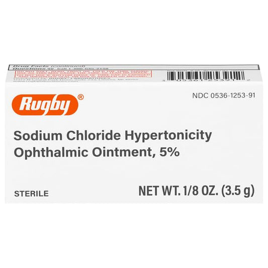 Rugby Sodium Chloride Hypertonicity Ophthalmic Ointment 5% - 50 mg Sodium Chloride Eye Ointment for Temporary Corneal Edema Relief - Made With Lanolin and Mineral Oil - Alcohol-Free 0.125 Oz. (3 Pack)