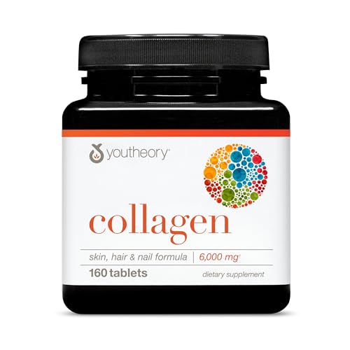 Youtheory Advanced Collagen - 6,000 mg - with Vitamin C - for Hair, Skin & Nails* - Collagen Supplements for Women and Men - 160 Tablets