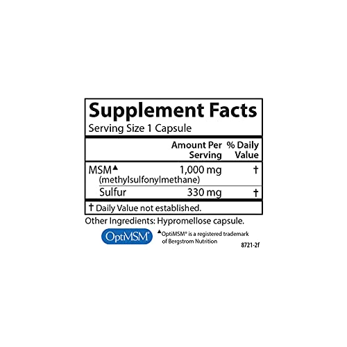 Carlson - M-S-M Sulfur, 1000 mg Superior Bioavailability, Joint Function, Connective Tissue Support & Healthy Skin, 90 Vegetarian Capsules