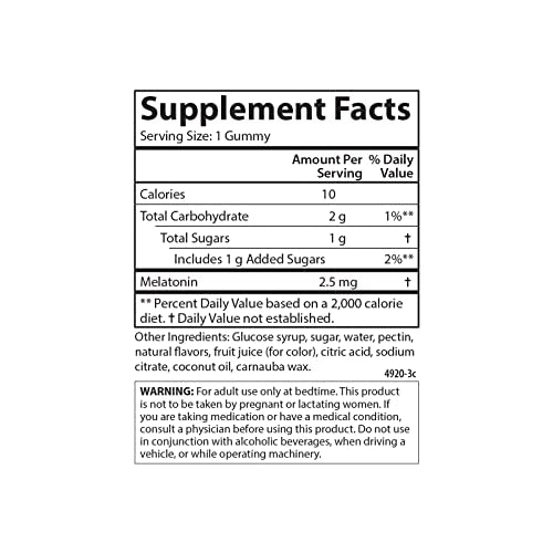 Carlson - Melatonin Gummies, 2.5 mg, Healthy Sleep, Promotes Relaxation, Natural Strawberry Flavor, 60 Gummies