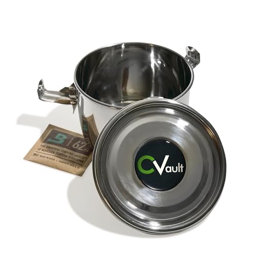 CVault by Boveda | 2 oz Storage Container | Air Tight & Light Resistant | Food Grade Stainless Steel | Includes 62% RH 8-gram Boveda Pack