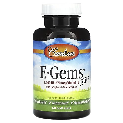 Carlson Labs E-Gems Natural Vitamin E Elite, 1000 IU, 60 Softgels