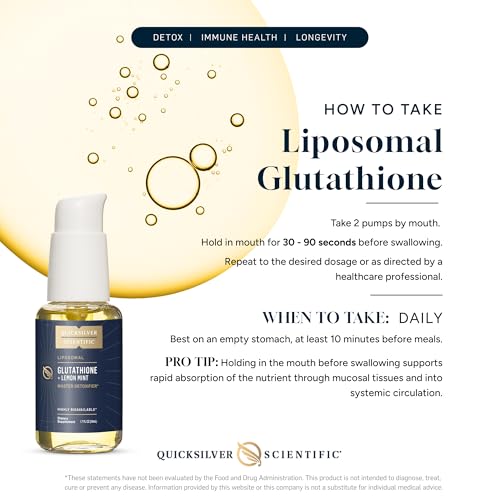Quicksilver Scientific Liposomal Glutathione - Superior Absorption Oral Glutathione Supplement for Detox & Immune Support - Lemon Mint (1.7 fl oz)