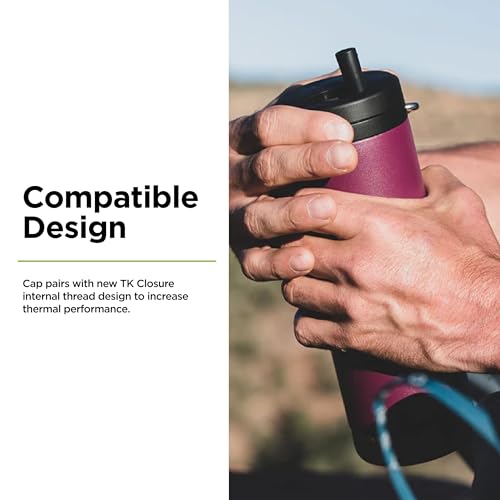 Klean Kanteen TKWide Twist Cap with Straw Kit - Reusable Straw Lid - Premium Water Bottle Accessories - Leak Proof & Dishwasher Safe - Black