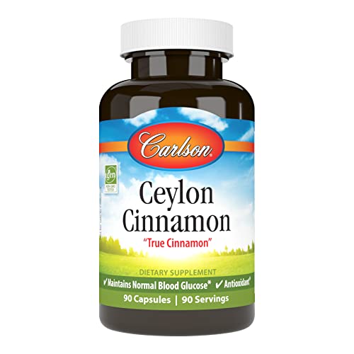 Carlson - Ceylon Cinnamon, Cinnamon Supplements, 500 mg, Cinnamon Extract Pills, Ceylon Cinnamon Capsules, 90 Capsules.