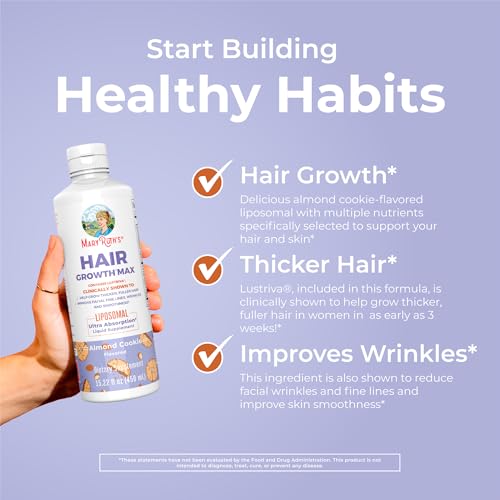 MaryRuth's Women's Hair Growth MAX Liposomal | with Lustriva® + Biotin 10000mcg + Pumpkin Seed Oil | Thicker Hair | Hair Care | Wrinkles, Fine Lines, Skin Care | Ages 18+ | 15.22 Fl Oz
