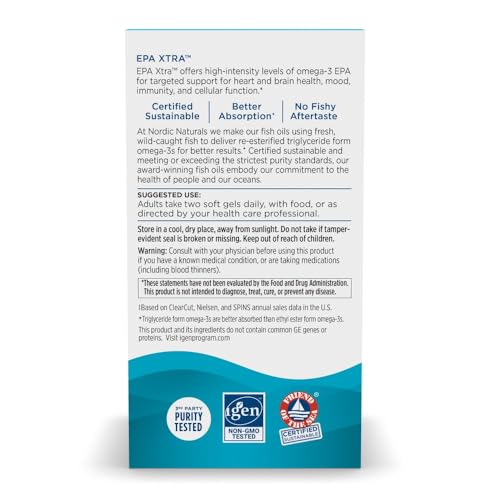 Nordic Naturals EPA Xtra, Lemon - 90 Soft Gels - 1640 mg Omega-3 - High-Intensity EPA Formula for Positive Mood, Heart Health & Healthy Immunity - Non-GMO - 45 Servings