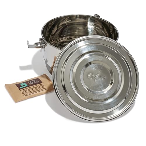 CVault by Boveda | 1/2 lb Storage Container | Smell-Proof, Air Tight & Light Resistant | Food Grade Stainless Steel | Includes 62% RH Boveda