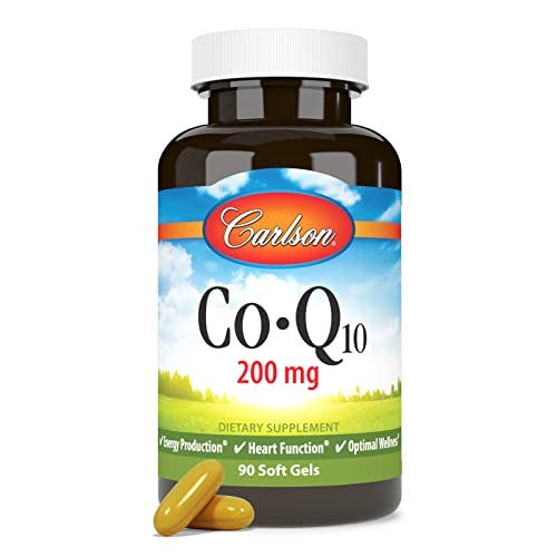 Carlson - Co-Q10, Co-Enzyme Q10, 200 mg, Energy Production & Heart Function, 90 Softgels