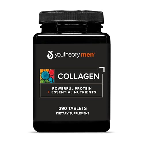 Youtheory Men's Collagen - 5,000 mg Collagen - Daily Supplement for Men - for Hair & Skin Support* - Gluten, Soy & Dairy Free - 290 Tablets