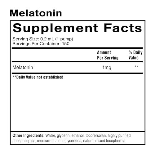 Quicksilver Scientific Liposomal Melatonin - Bedtime, Jet Lag & Immune Support Liquid for Adults - Efficient, Superior Absorption 1mg Melatonin to Minimize Morning Drowsiness (30 ml)