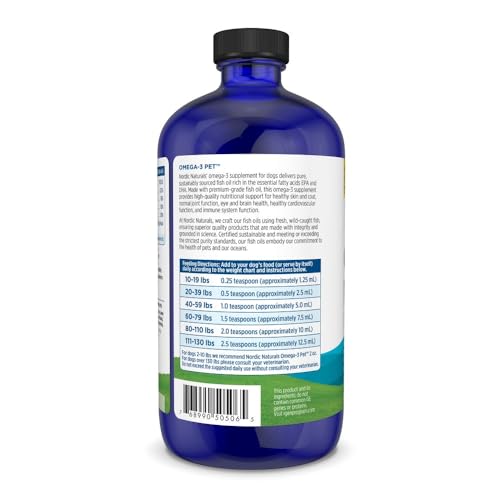Nordic Naturals Omega-3 Pet, Unflavored - 16 oz - 1380 mg Omega-3 Per Teaspoon - Fish Oil for Large to Very Large Dogs with EPA & DHA - Promotes Heart, Skin, Coat, & Immune Health