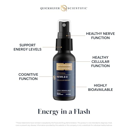 Quicksilver Scientific Methyl B12-1000mcg Vitamin B12 as Methylcobalamin - with Nano Technology for Superior Absorption - Supportive Energy Supplement (30ml / 90 Servings)
