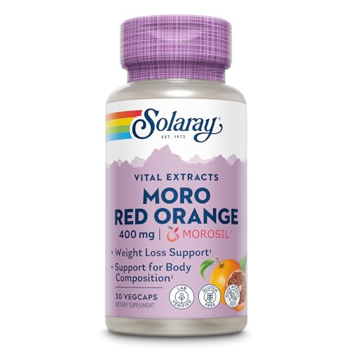 SOLARAY Moro Red Orange - Morosil Weight Loss Supplement for Women and Men - Clinically Studied Blood Orange Extract - Body Composition, Weight Loss Support, Gluten Free, 60-Day Guarantee, 30 VegCaps