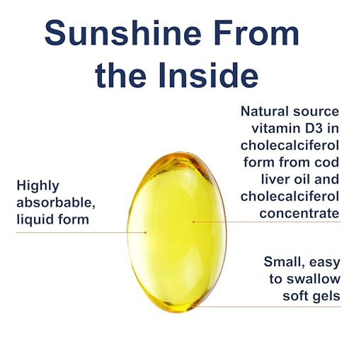 Carlson - Solar D Gems, Vitamin D3 and Omega-3 Supplement, 4000 IU (100 mcg) D3, 115 mg Omega-3 EPA and DHA, Vitamin D Fish Oil Capsule, Bone & Immune Health, Vitamin D Supplement, Lemon, 120 Softgels