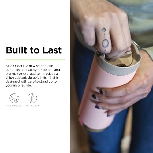 Klean Kanteen TKWide Insulated Coffee Tumbler with Café Cap - Stainless Steel Coffee Tumbler - Peach Parfait