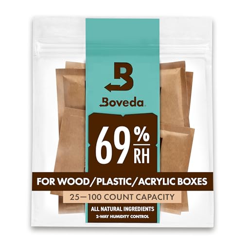 Boveda 69% Two-Way Humidity Control Packs For Plastic and Wood Containers Size 60 – 4 Pack – Moisture Absorbers – Humidifier Packs – Hydration Packets in Resealable Bag