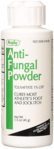 Rugby Tolnaftate Antifungal Powder 1% - Helps Cure and Prevent Most Athlete's Foot - Itching and Burning Relief - 1.5 Oz. (2 Pack)