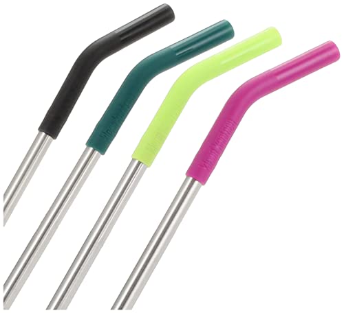 Klean Kanteen Straw 4-pack, Stainless Steel with Safe, Removable Silicone Tips - 8mm Diameter - Multi-Color, One Size (1005789)