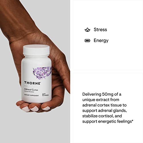THORNE - Adrenal Cortex - Supplement for Cortisol Management - Support Healthy Adrenal Gland Function, Immune System, Stress Management, Fatigue & Metabolism* - 60 Capsules