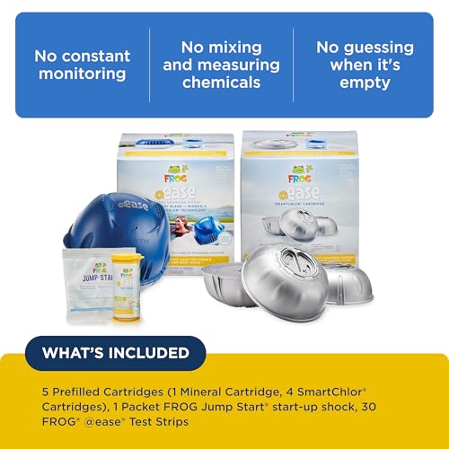 FROG @Ease Floating System for Hot Tubs with 3 Replacement @Ease SmartChlor Cartridges - Self-Regulating Sanitizer - Hot Tub Maintenance System with Sanitizing Minerals & SmartChlor Technology