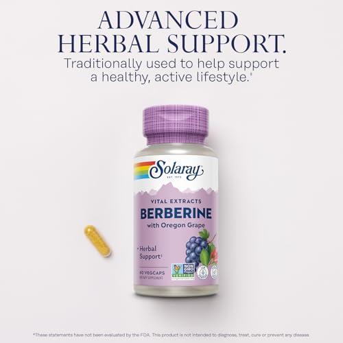 SOLARAY Berberine Root Extract Advanced Formula, AMPK Activator, Healthy Immune, Digestion & Metabolism Support, 60 VegCaps