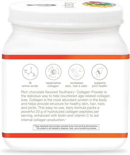 Youtheory Collagen Powder - Premium Collagen Supplement with Vitamin C & Biotin - Healthy Hair, Skin, Nails & Joints - Hydrolyzed & Highly Absorbable - Dairy, Soy & Gluten Free - Citrus Twist - 20 oz