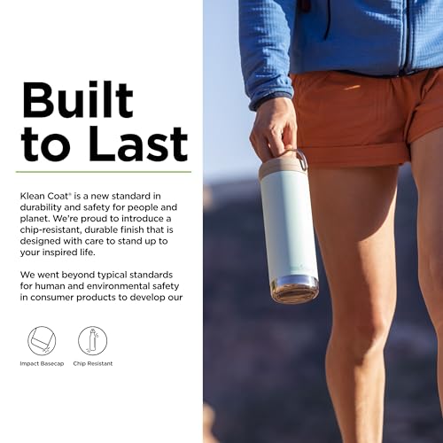 Klean Kanteen TKWide Insulated Water Bottle with Twist Cap - Reusable Travel Water Bottle with Stainless Steel Straw - Perfect for Sports & the Office - Blue Tint, 16 oz