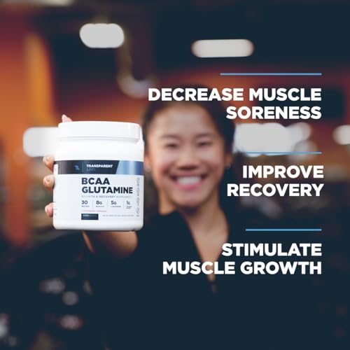 Transparent Labs BCAA Glutamine - 8000 Mg of BCAA Powder with L Glutamine for Post Workout Recovery, Muscle Growth, & Increased Endurance - 30 Servings, Strawberry Lemonade
