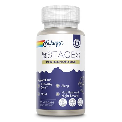 SOLARAY Perimenopause her Life Stages - Perimenopause Supplements Women - Hot Flashes, Menopause Support - Saffron and Chasteberry - Made Without Hormones - 60-Day Guarantee - 30 Servings, 60 VegCaps