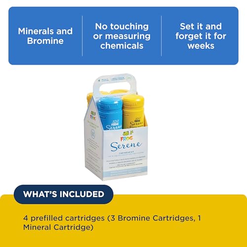 FROG Serene Replacement Mineral Cartridge with 3 Replacement Bromine Cartridges for use with Hot Tub FROG Serene Floating Sanitizing System - Prefilled for Quick & Easy Hot Tub Maintenance