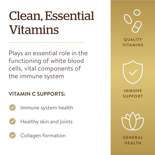 Solgar Vitamin C 1000 mg, 250 Vegetable Capsules - Antioxidant & Immune Support - Overall Health - Healthy Skin & Joints - Bioflavonoids Supplement - Non GMO, Vegan, Gluten No, Kosher - 250 Servings