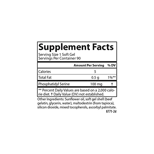 Carlson - Phosphatidyl Serine, 100 mg, Non-GMO, Brain Function, 90 Softgels