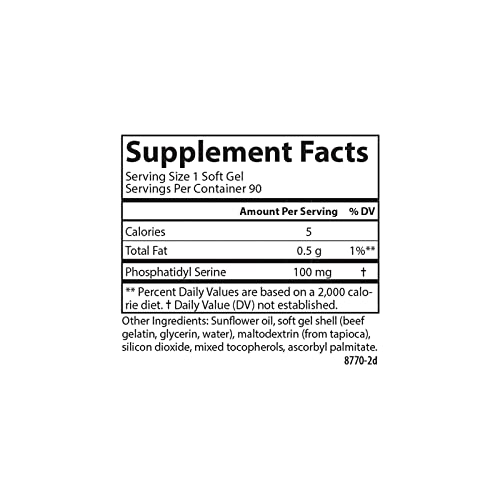 Carlson - Phosphatidyl Serine, 100 mg, Non-GMO, Brain Function, 30 Softgels
