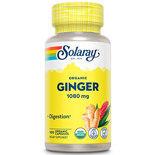 SOLARAY Organically Grown Ginger Root 540mg Healthy Cardiovascular, Digestive, Joint & Menstrual Cycle Support Vegan & Non-GMO 100 VegCaps