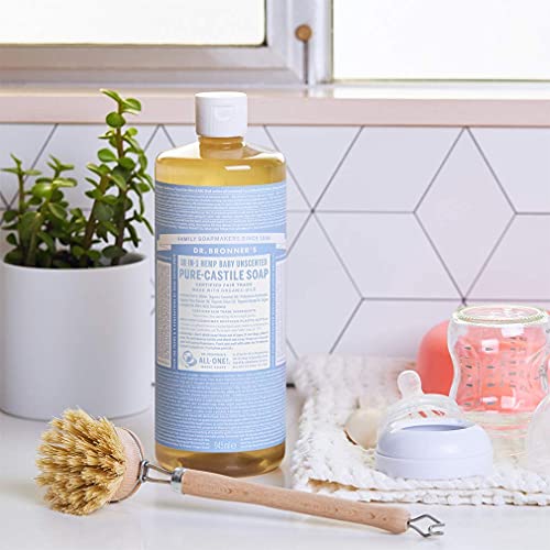 Dr. Bronner's Pure-Castile Liquid Soap  Baby Unscented Bundle. 32 oz. Bottle and 2 oz. Travel Bottle