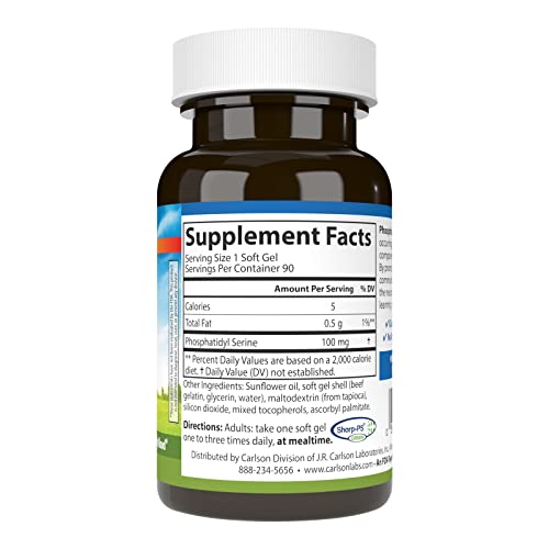 Carlson - Phosphatidyl Serine, 100 mg, Non-GMO, Brain Function, 90 Softgels