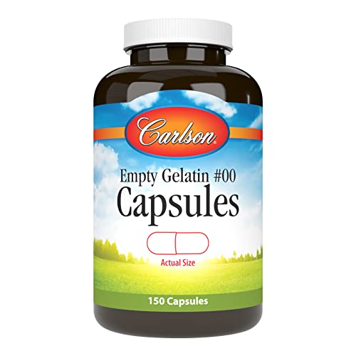 Carlson - Empty Gelatin #00 Capsules, Easy to Separate & Fill, 150 capsules