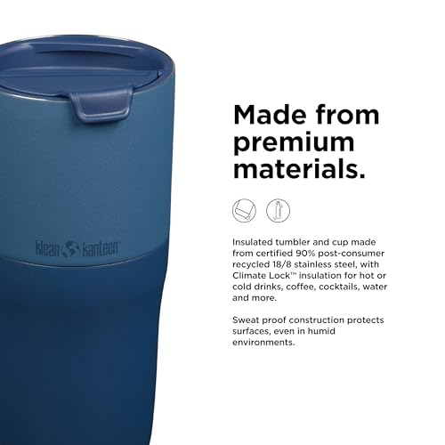 Klean Kanteen Rise Tumbler - Dishwasher-Safe, Stainless Steel Insulated Tumbler - Features Flip Lid - Perfect for Indoor & Outdoor Use - 26 oz, Stellar