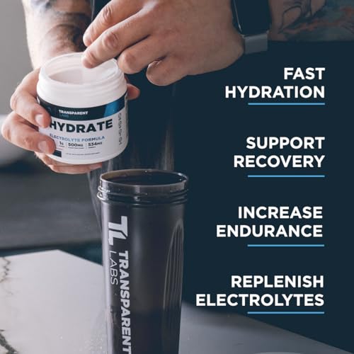 Transparent Labs Hydrate Naturally Sweetened Electrolytes Powder - Hydration Powder Electrolytes with Coconut Water, Calcium, Taurine, & Potassium - 40 Servings, Tropical Punch