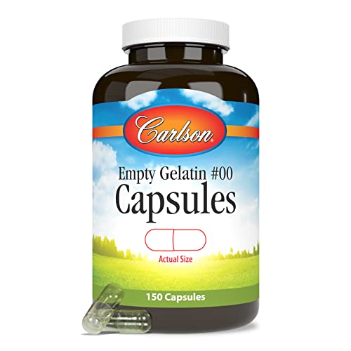Carlson - Empty Gelatin #00 Capsules, Easy to Separate & Fill, 150 capsules