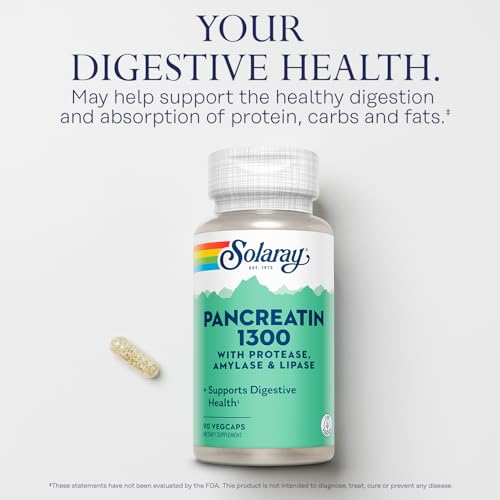 SOLARAY Pancreatin Supplement, 1300 mg, 90 Count