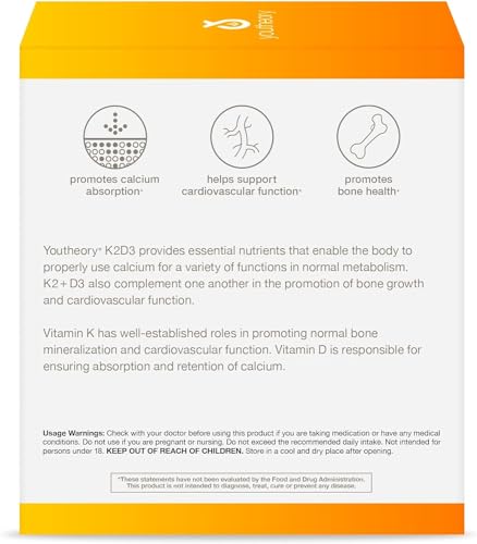 Youtheory K2D3 Liquid - Bone & Heart Health Support* - Combines Vitamin D3 & Vitamin K2 - Dairy, Soy & Gluten Free - Peach, 1 oz (12 Pack)