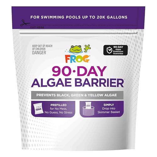 FROG 90-Day Algae Barrier - Dry Formula Algaecide Prevents Black, Green and Yellow Algae for Pools up to 20,000 Gallons - Pool Maintenance & Treatment - 2 Pods